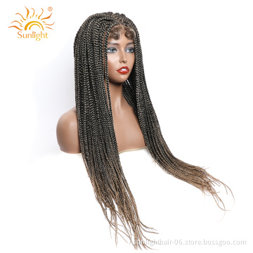 Sunlight Braided Laces Vendors Premium Fiber Front Remy Braid For Women Ombre Color Synthetic Hair Wigs With Highlights